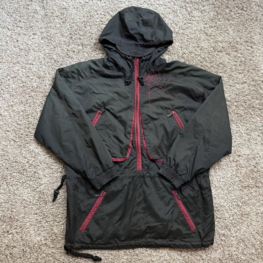 Vintage Spyder Anorak Windbreaker Ski Jacket Black Spider Web Men’s Size XXL